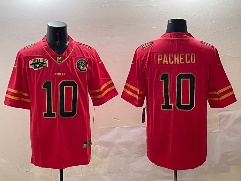 Men Kansas City Chiefs #10 Pacheco Red gold 2025 Nike Vapor Limited NFL Jersey style 2091->kansas city chiefs->NFL Jersey